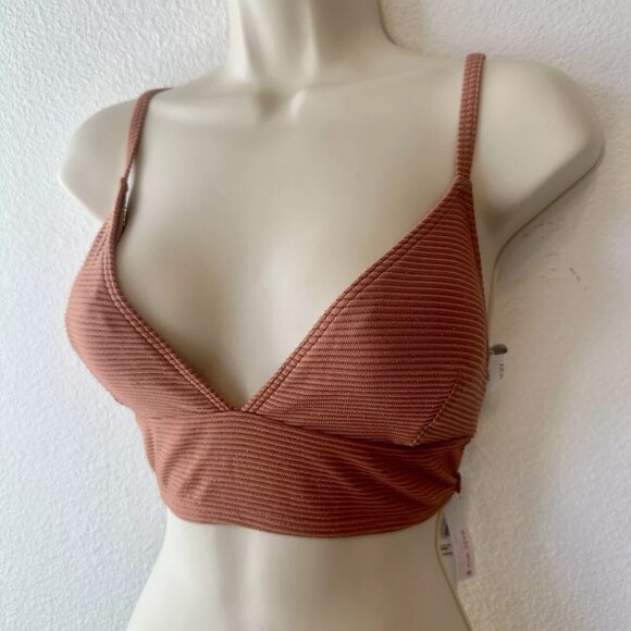 Roxy NWT XL Bikini Top Coconut Crew Tank Swim Top Pink Neutral Shimmer‎ - Picture 7 of 10